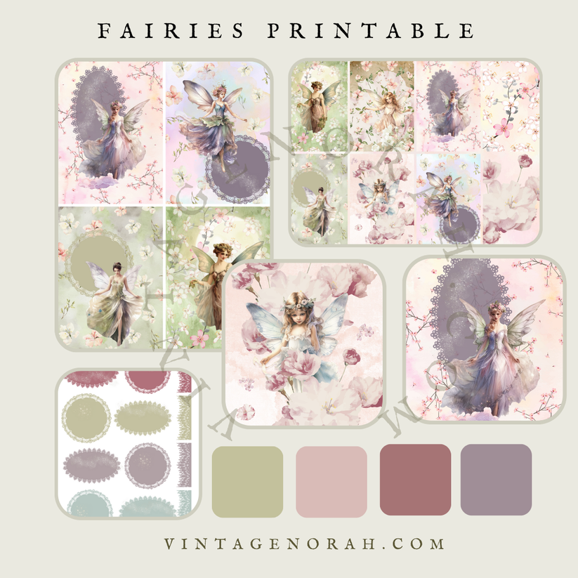 DIGITAL KIT~Fairies by VintageNorah. Printable, Pdf