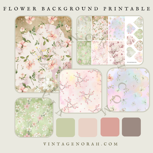 DIGITAL KIT~FLOWER BACKGROUND PAGES by VintageNorah. Printable, Pdf.