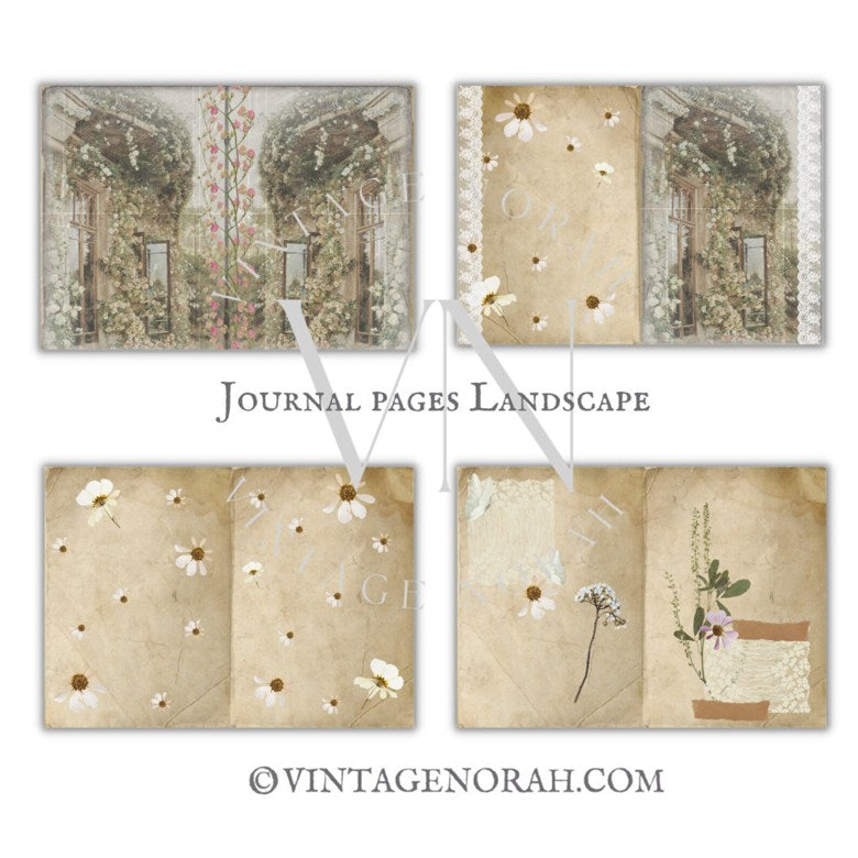 Journal Pages ~Vintage Garden by VintageNorah. Printable, Pdf.