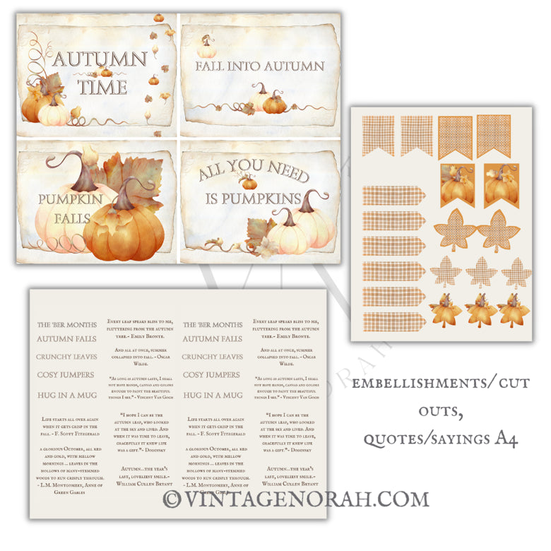 Journal Pages ~AUTUMN FALLS. by VintageNorah. Printable, Pdf.
