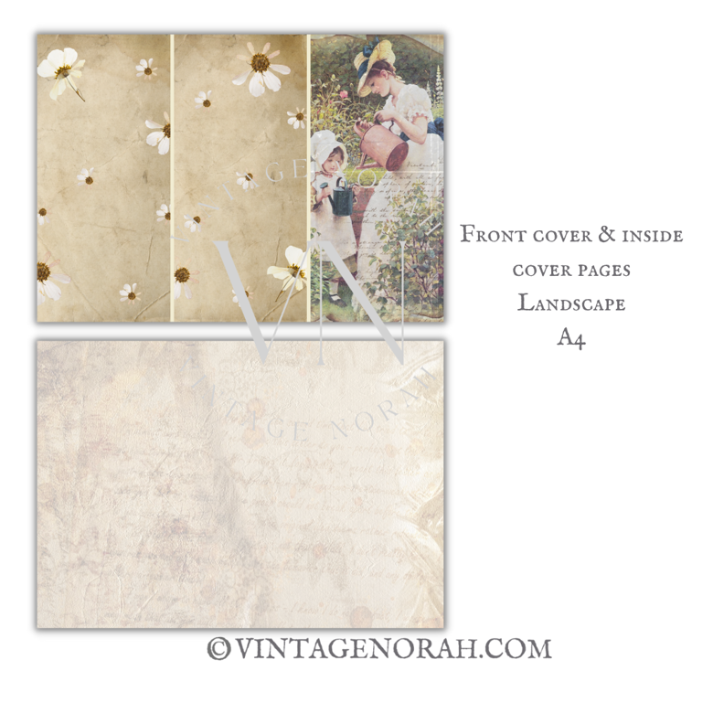 Journal Pages ~ Tag Folio Kit ~ Vintage Garden. by VintageNorah. Printable, Pdf.