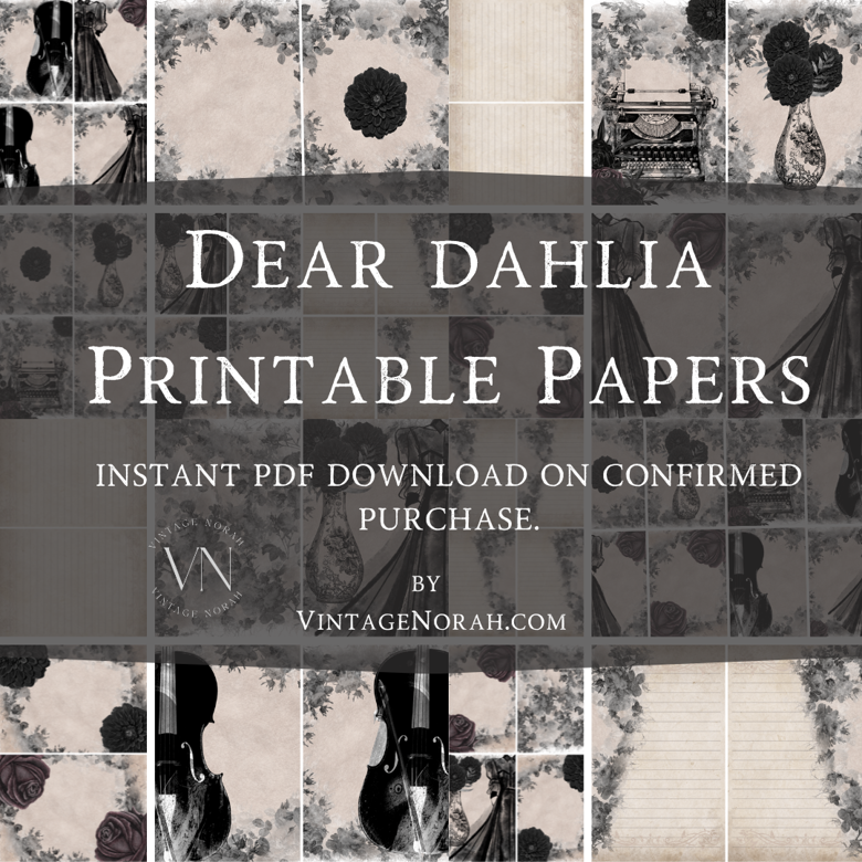 Journal Pages ~ Dear Dahlia by VintageNorah. Printable, Pdf.