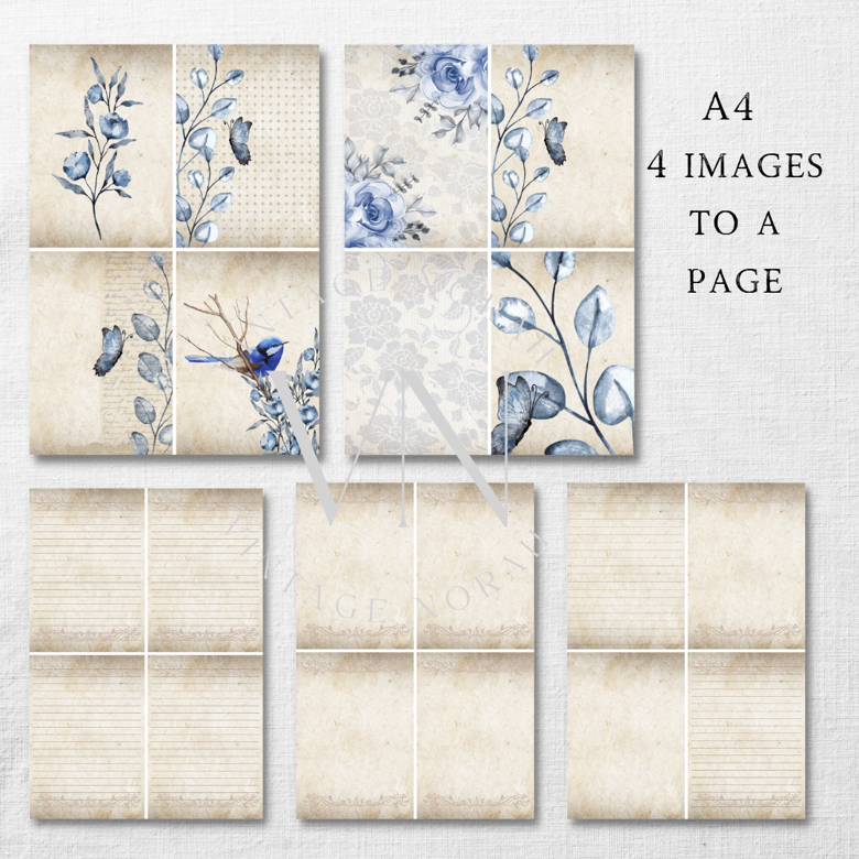 Journal Pages ~ Bluebird by VintageNorah. Printable, Pdf.