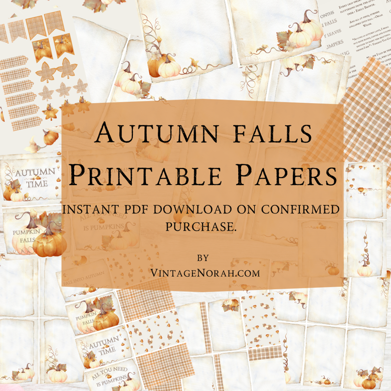 Journal Pages ~AUTUMN FALLS. by VintageNorah. Printable, Pdf.
