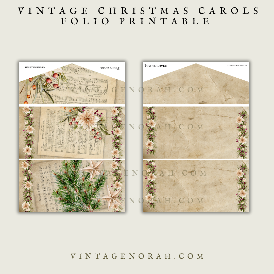 DIGITAL KIT~ VINTAGE CHRISTMAS CAROLS FOLIO ~ DIGI KIT, PDF, PRINTABLES.