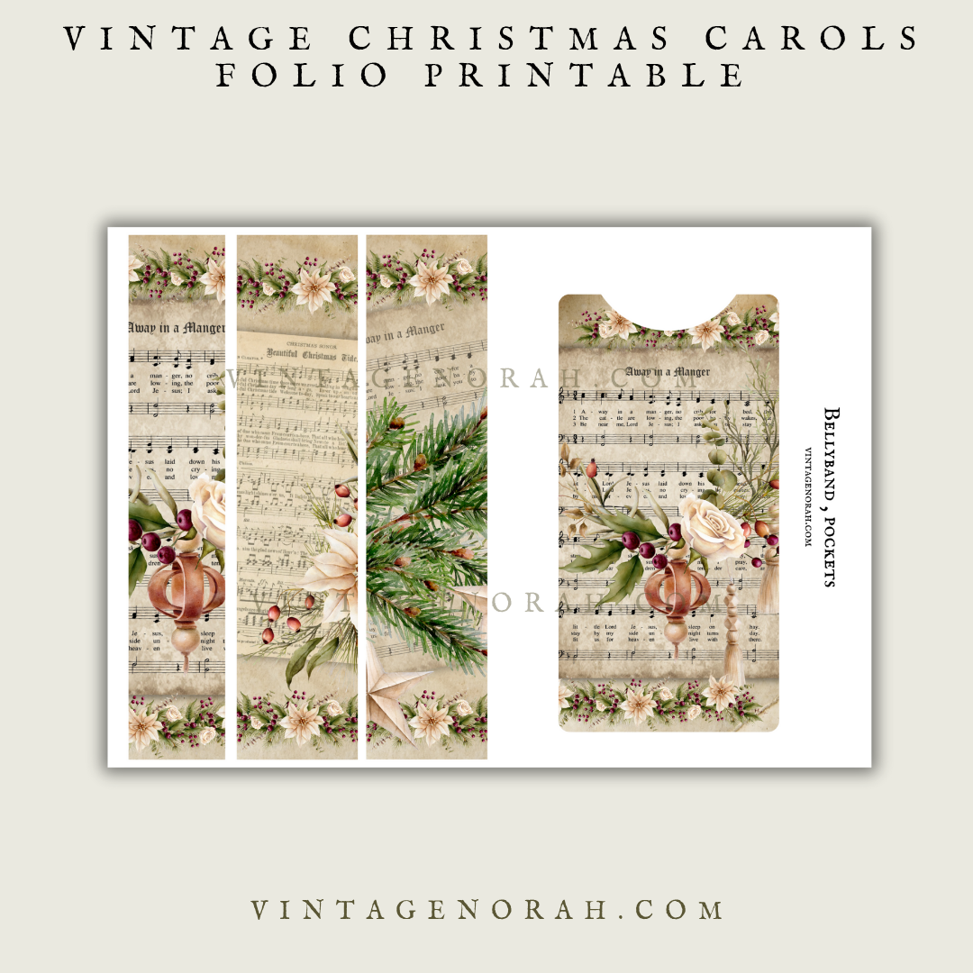 DIGITAL KIT~ VINTAGE CHRISTMAS CAROLS FOLIO ~ DIGI KIT, PDF, PRINTABLES.