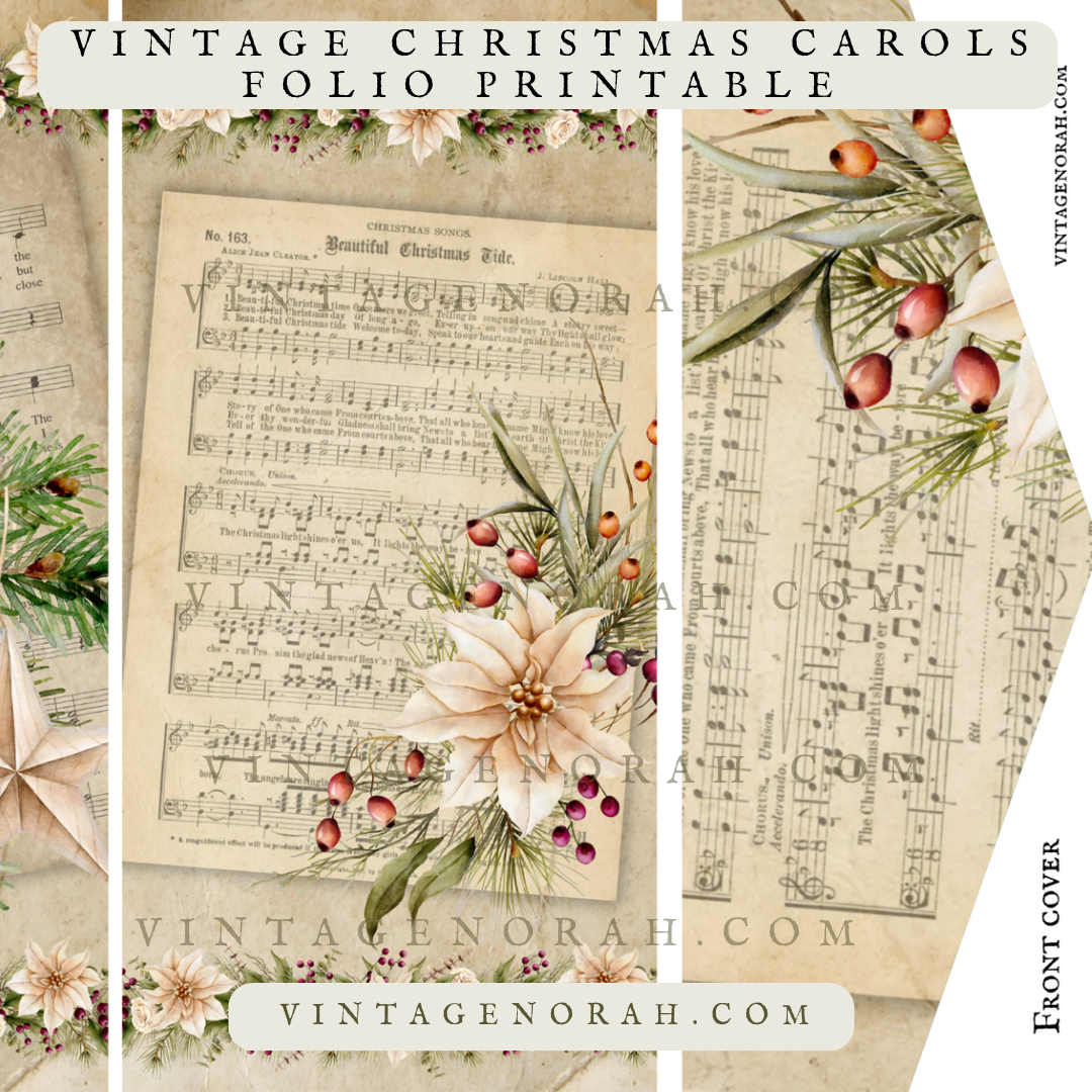 DIGITAL KIT~ VINTAGE CHRISTMAS CAROLS FOLIO ~ DIGI KIT, PDF, PRINTABLES.