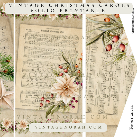 DIGITAL KIT~ VINTAGE CHRISTMAS CAROLS FOLIO ~ DIGI KIT, PDF, PRINTABLES.