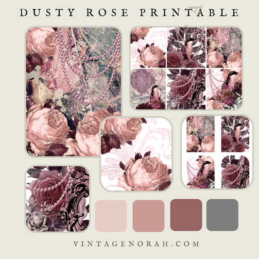 DIGITAL KIT~ DUSTY ROSE by VintageNorah. Printable, Pdf.