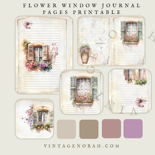 DIGITAL KIT~ Flower Windows by VintageNorah. Printable, Pdf.