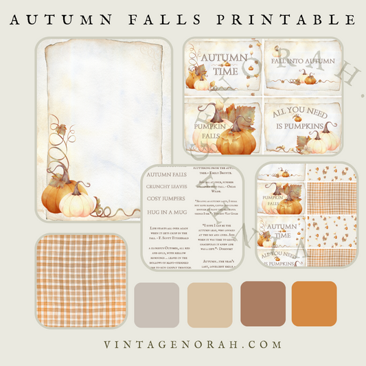 DIGITAL KIT~ AUTUMN FALLS by VintageNorah. Printable, Pdf.