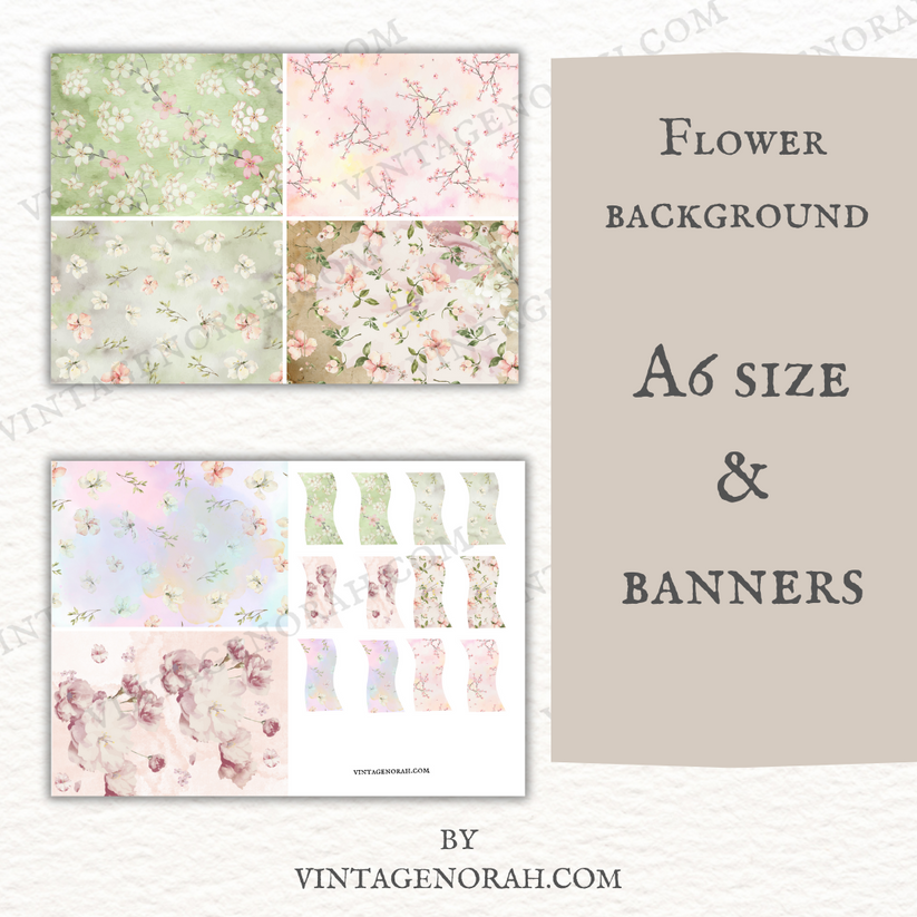 DIGITAL KIT~FLOWER BACKGROUND PAGES by VintageNorah. Printable, Pdf.