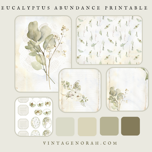 DIGITAL KIT~ Eucalyptus Abundance by VintageNorah . Printable, Pdf.