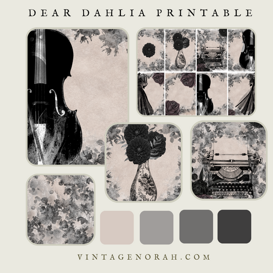 DIGITAL KIT~ Dear Dahlia by VintageNorah. Printable, Pdf.