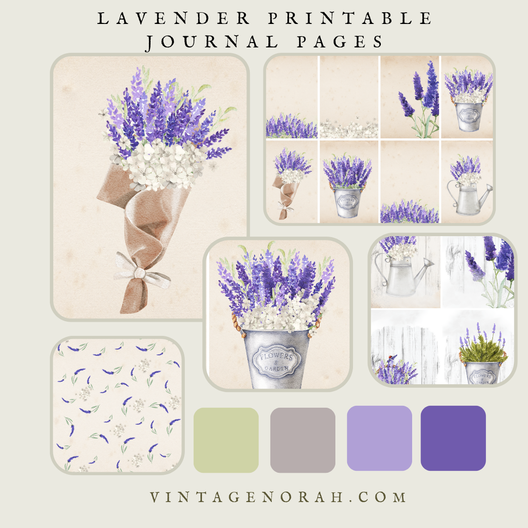 Journal Pages ~ LAVENDER by VintageNorah. Printable, Pdf.