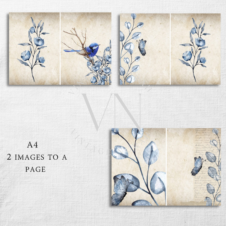 Journal Pages ~ Bluebird by VintageNorah. Printable, Pdf.