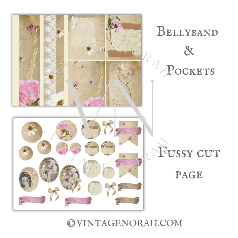 Journal Pages ~ Tag Folio Kit ~ Vintage Garden. by VintageNorah. Printable, Pdf.