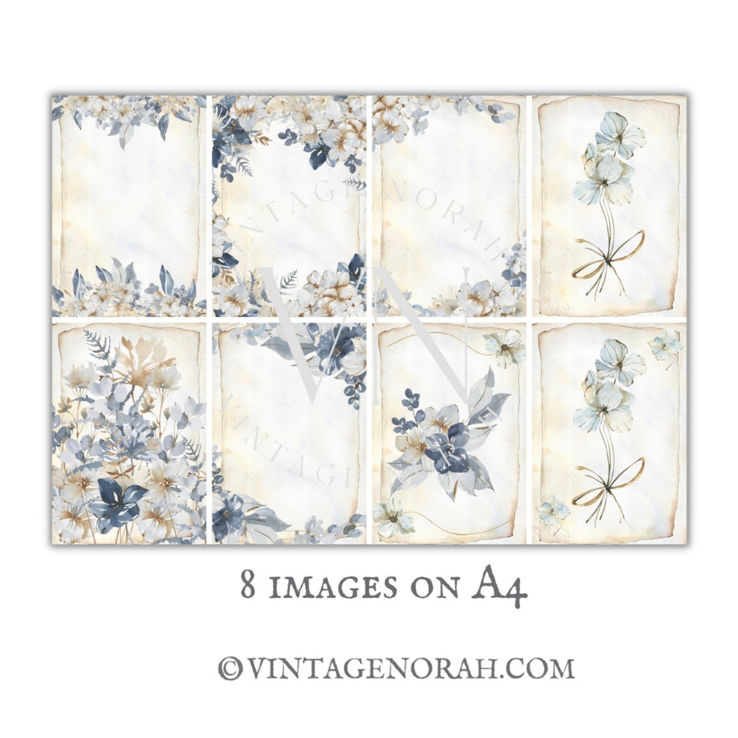 Journal Pages ~ Hydrangea by VintageNorah. Printable, Pdf.