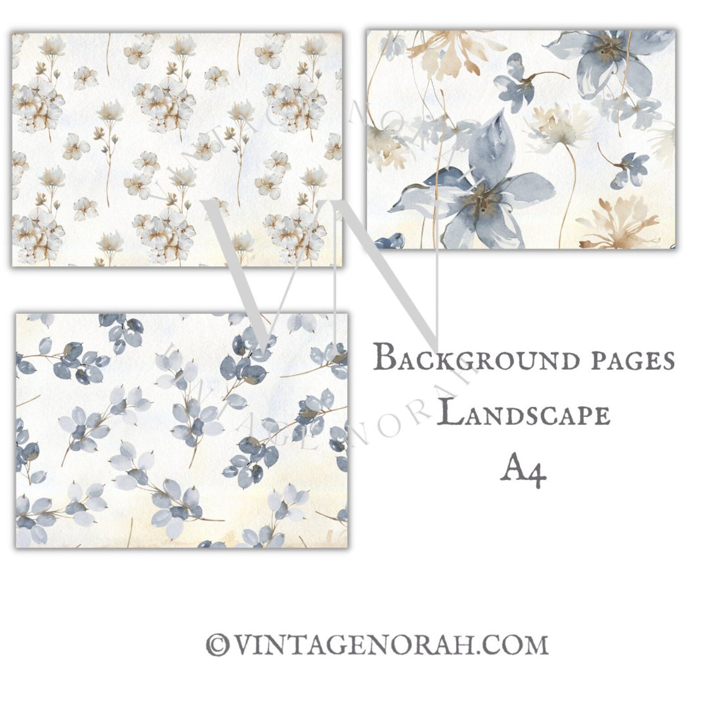 Journal Pages ~ Hydrangea by VintageNorah. Printable, Pdf.