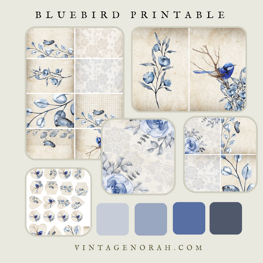 DIGITAL KIT~ Bluebird by VintageNorah. Printable, Pdf.