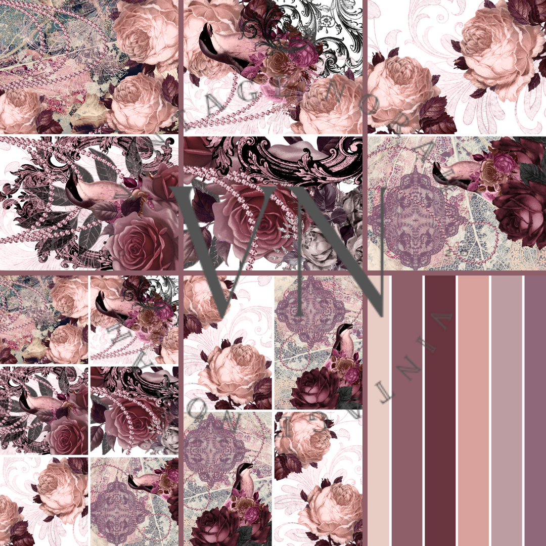 Journal Pages ~ DUSTY ROSE by VintageNorah. Printable, Pdf.