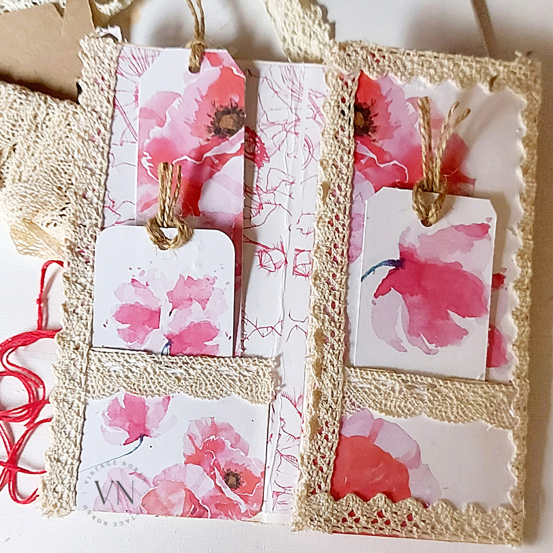 JOURNAL ~ POPPY PAPERS - Trifold Traveller Notebook/ Soft cover / Tag Notes/ Handmade/ Journal.