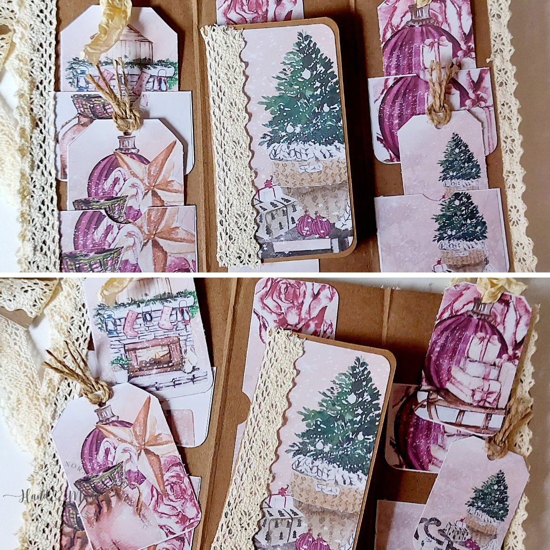 JOURNAL ~ Pretty Pink Christmas - Trifold Traveller Notebook/ Soft cover / Tag Notes/ Handmade/ Journal.