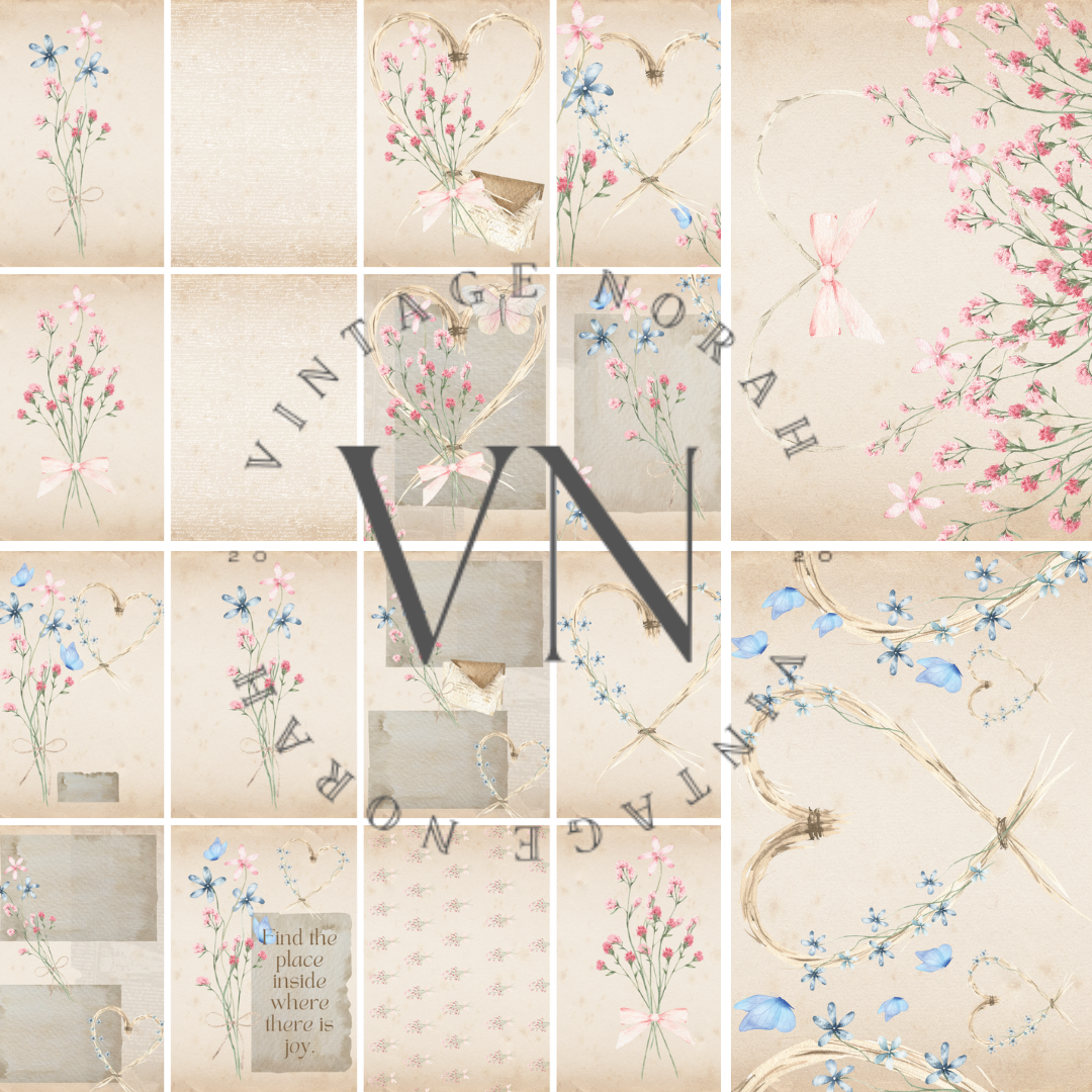 DIGITAL KIT~ PASTEL FLOWER JEWEL by VintageNorah. Printable, Pdf.
