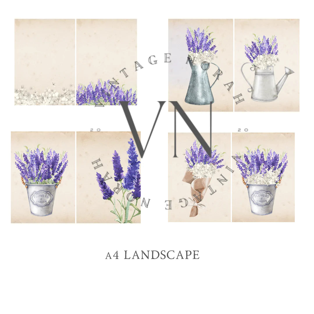 Journal Pages ~ LAVENDER by VintageNorah. Printable, Pdf.