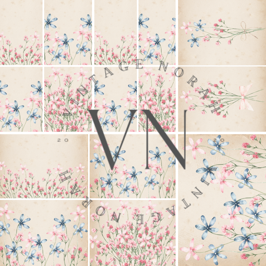 DIGITAL KIT~ PASTEL FLOWER JEWEL by VintageNorah. Printable, Pdf.