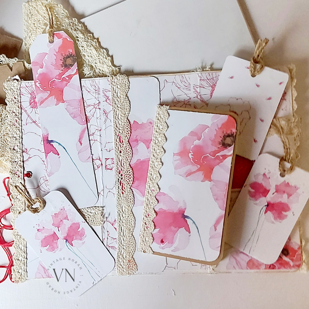 JOURNAL ~ POPPY PAPERS - Trifold Traveller Notebook/ Soft cover / Tag Notes/ Handmade/ Journal.