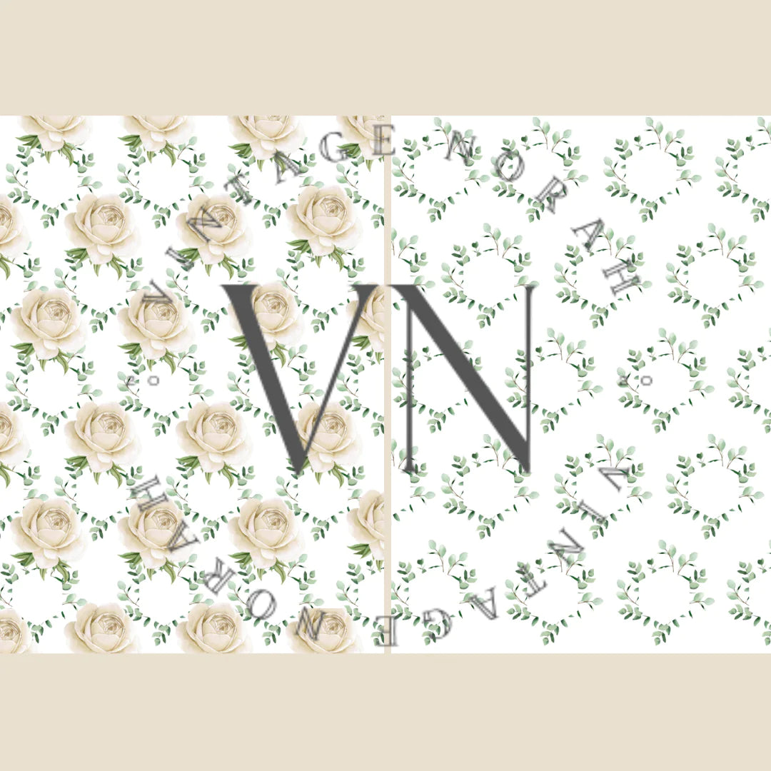 DIGITAL KIT~ CREAM ROSE   by VintageNorah. Printable, Pdf.
