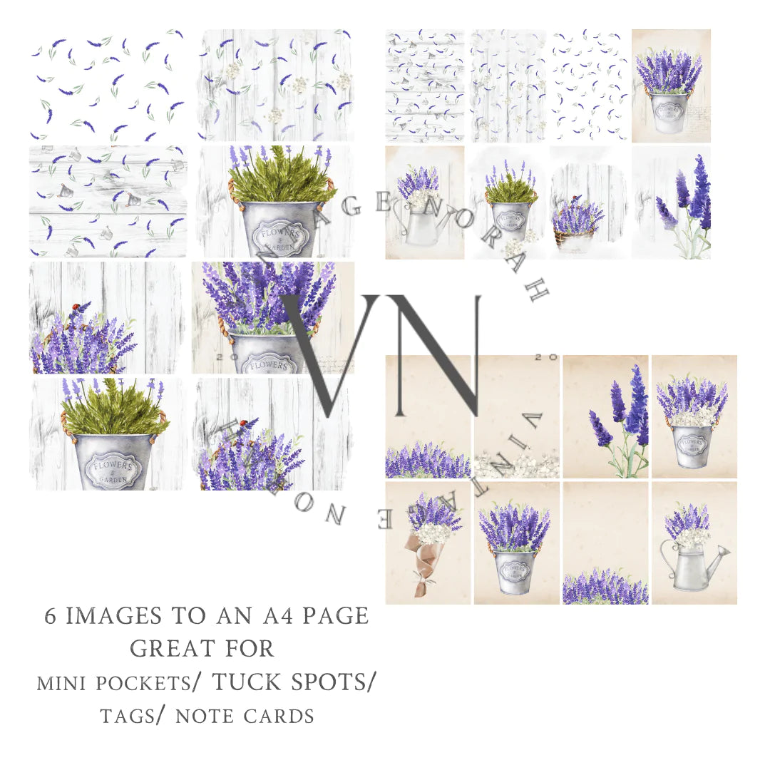 Journal Pages ~ LAVENDER by VintageNorah. Printable, Pdf.