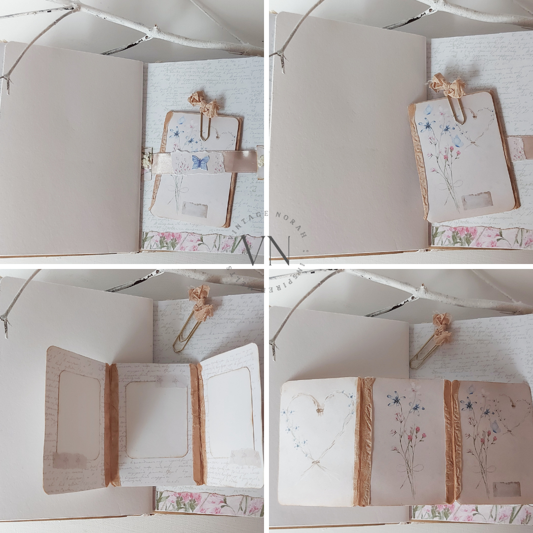JOURNAL ~ Pastel Flower Jewel Handmade journal. Hard cover ,3 signatures, Journal Cards.