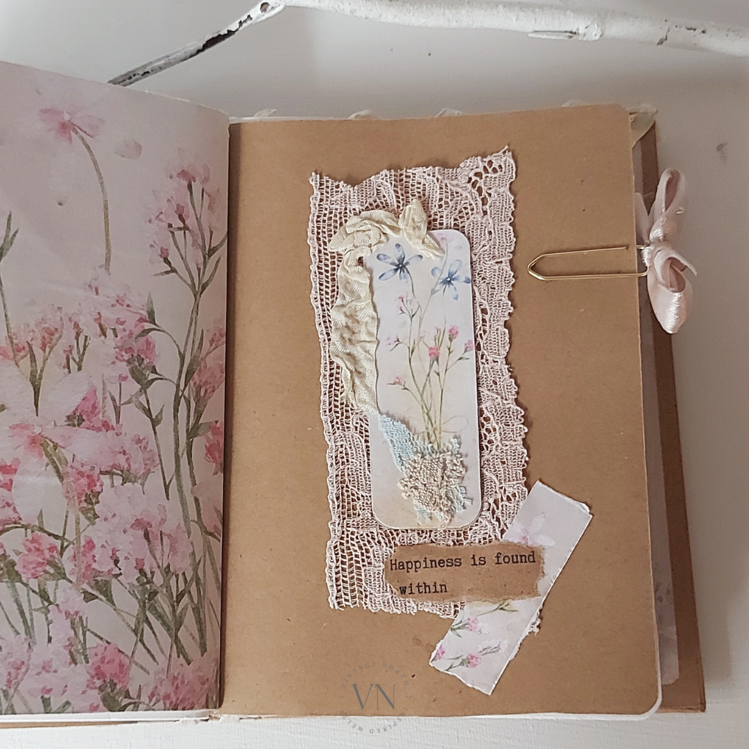 JOURNAL ~ Pastel Flower Jewel Handmade journal. Hard cover ,3 signatures, Journal Cards.