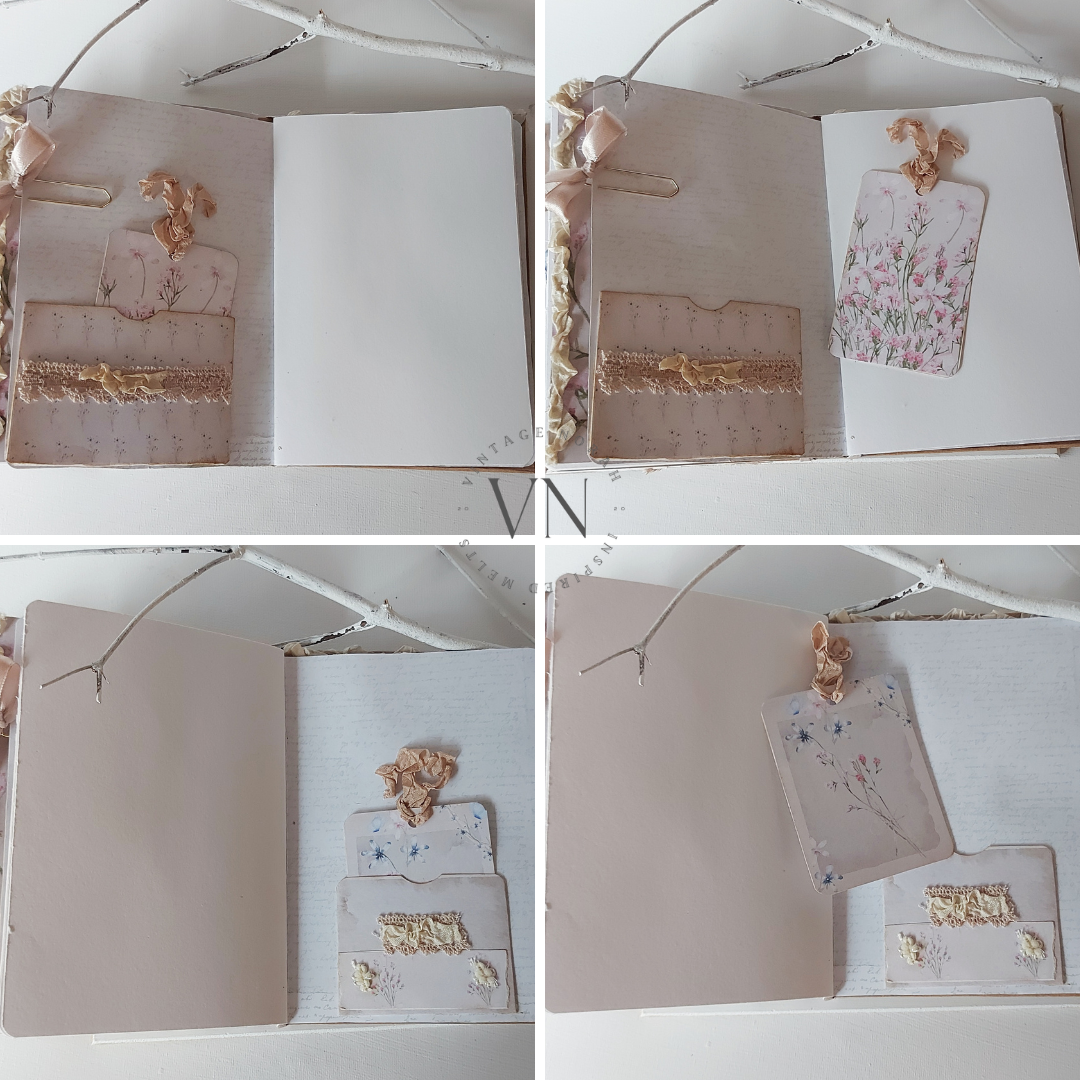 JOURNAL ~ Pastel Flower Jewel Handmade journal. Hard cover ,3 signatures, Journal Cards.