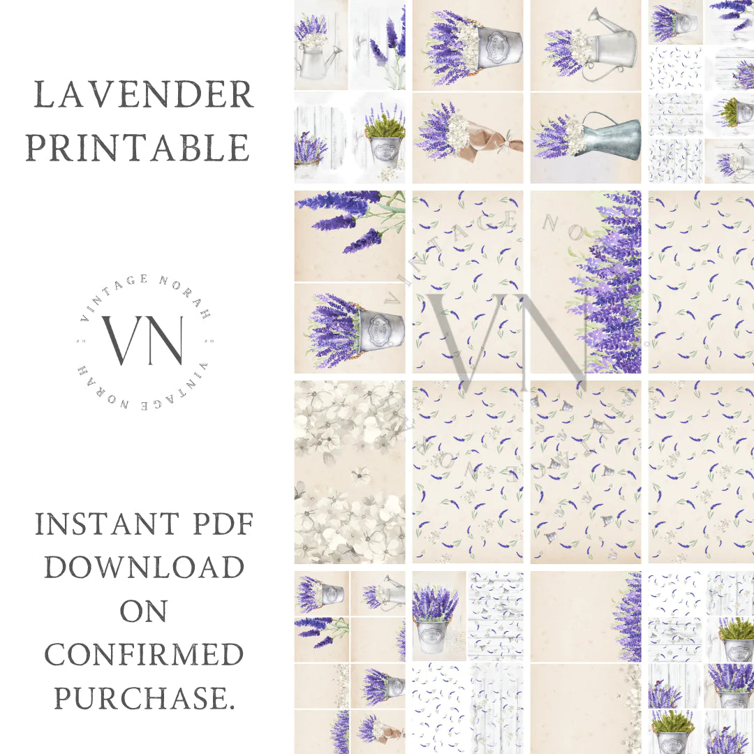 Journal Pages ~ LAVENDER by VintageNorah. Printable, Pdf.