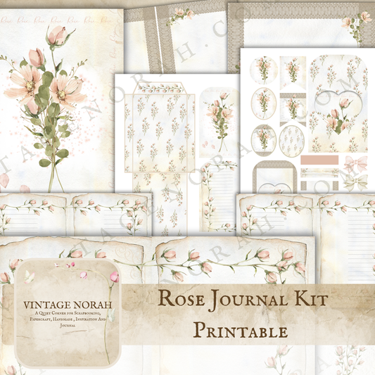 *ROSE JOURNAL by VintageNorah. Printable, Pdf.