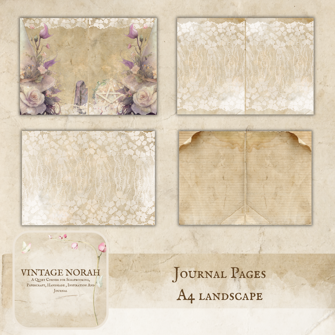 *Autumn ~ LACE WITCH PRINTABLE SCRAPBOOK, JOURNAL PAPERS