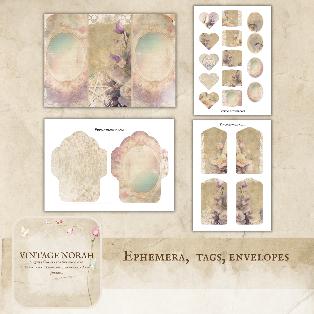 *Autumn ~ LACE WITCH PRINTABLE SCRAPBOOK, JOURNAL PAPERS