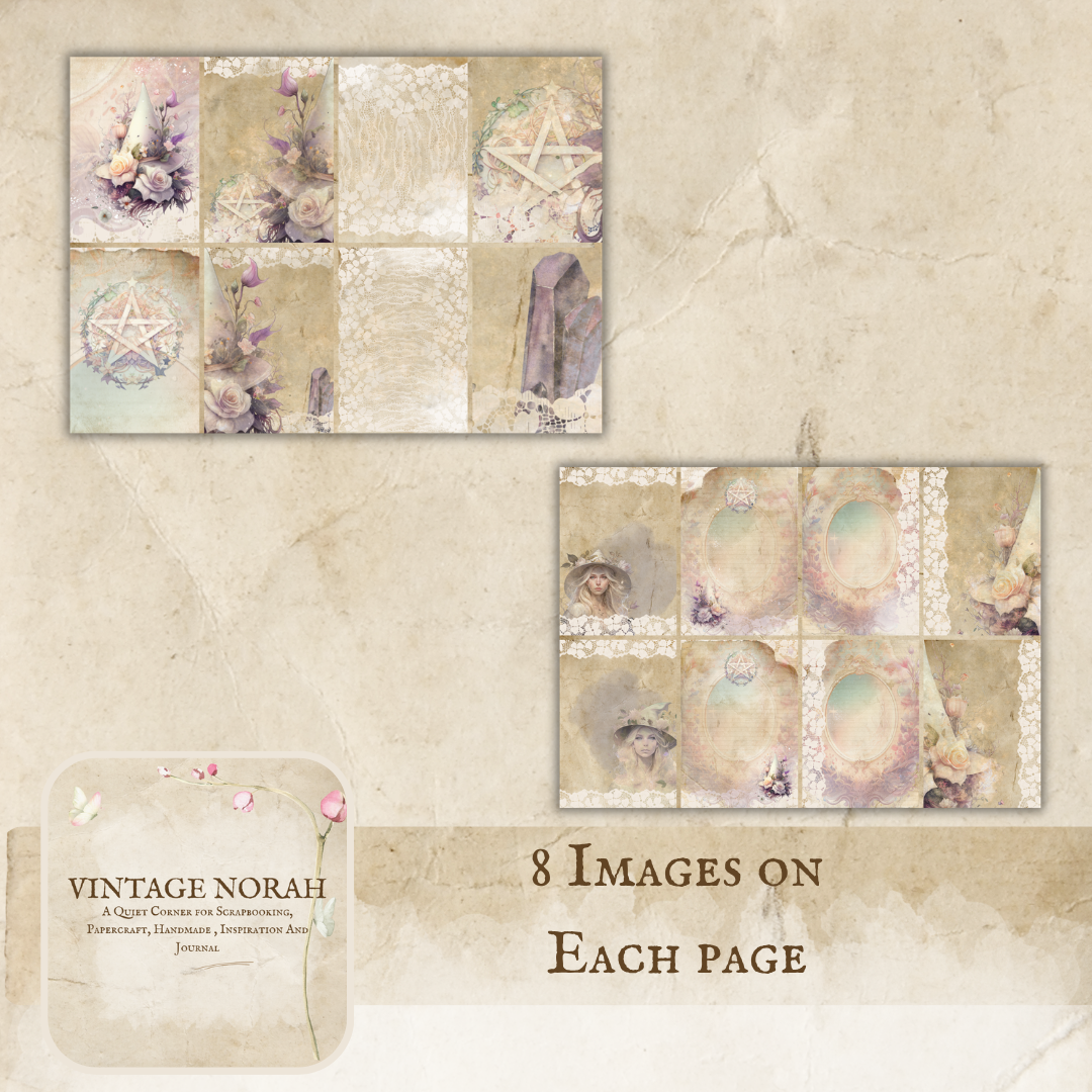 *Autumn ~ LACE WITCH PRINTABLE SCRAPBOOK, JOURNAL PAPERS
