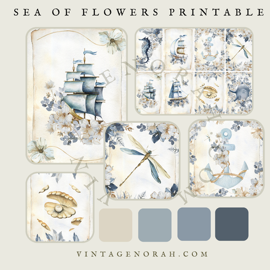 Sea Of Flowers by VintageNorah. Printable, Pdf.