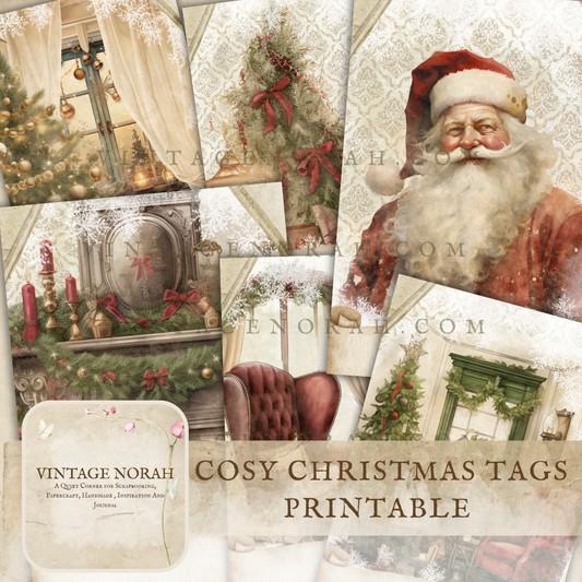 *Christmas ~ Cosy Christmas Tags, vintage, printable, pdf