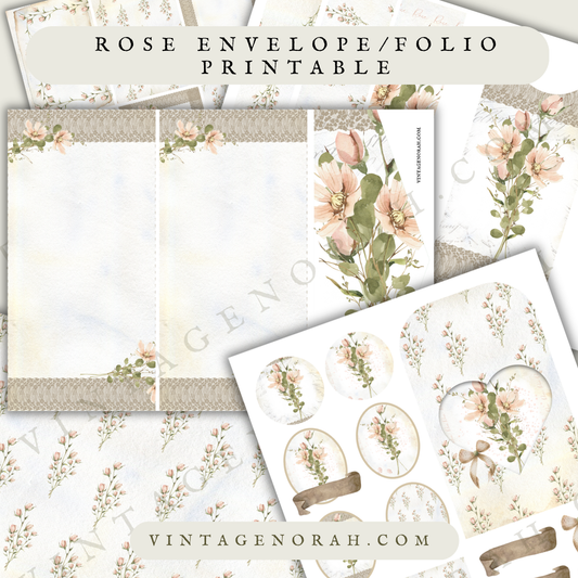 *ROSE ENVELOPE/FOLIO By VintageNorah, printable, pdf