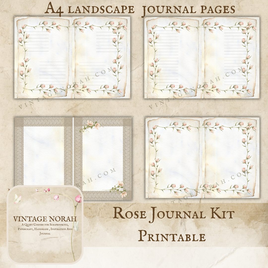 *ROSE JOURNAL by VintageNorah. Printable, Pdf.