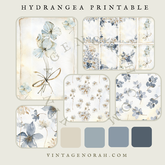 Hydrangea by VintageNorah. Printable, Pdf.