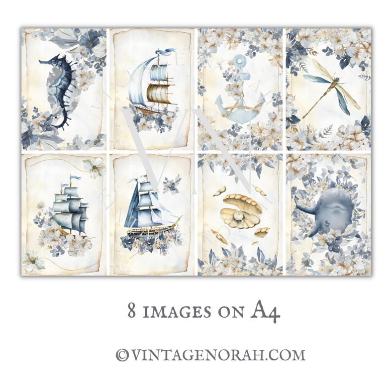 DIGITAL KIT~ Sea Of Flowers by VintageNorah. Printable, Pdf.