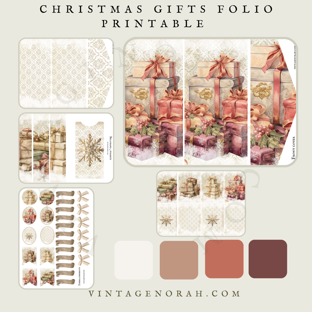 DIGITAL KIT ~ CHRISTMAS GIFT FOLIO, ENVELOPE, GIFT CARD, Printable Scrapbook ,PDF