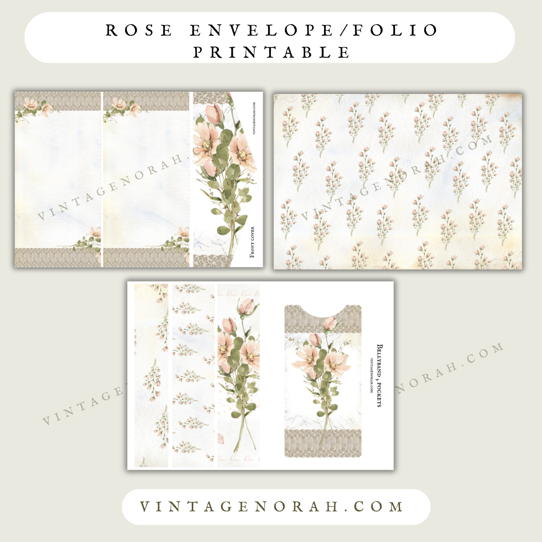 *ROSE ENVELOPE/FOLIO By VintageNorah, printable, pdf