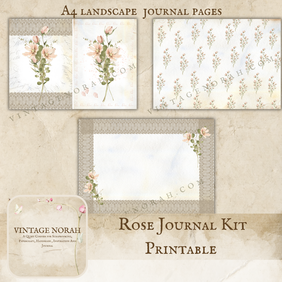 *ROSE JOURNAL by VintageNorah. Printable, Pdf.